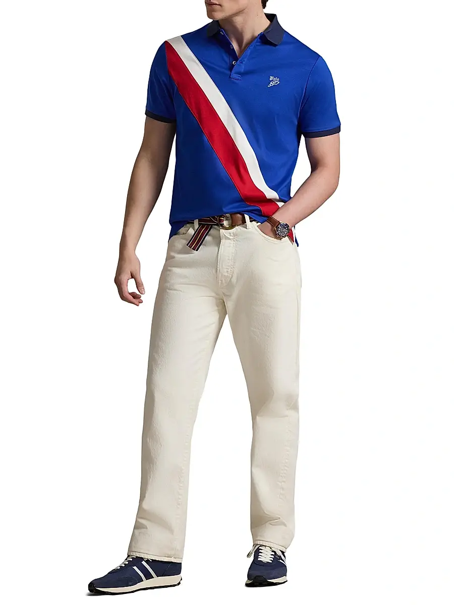 Polo Ralph Lauren Men's Logo Contrast-Striped Cotton Polo Shirt | Thumbnail 2