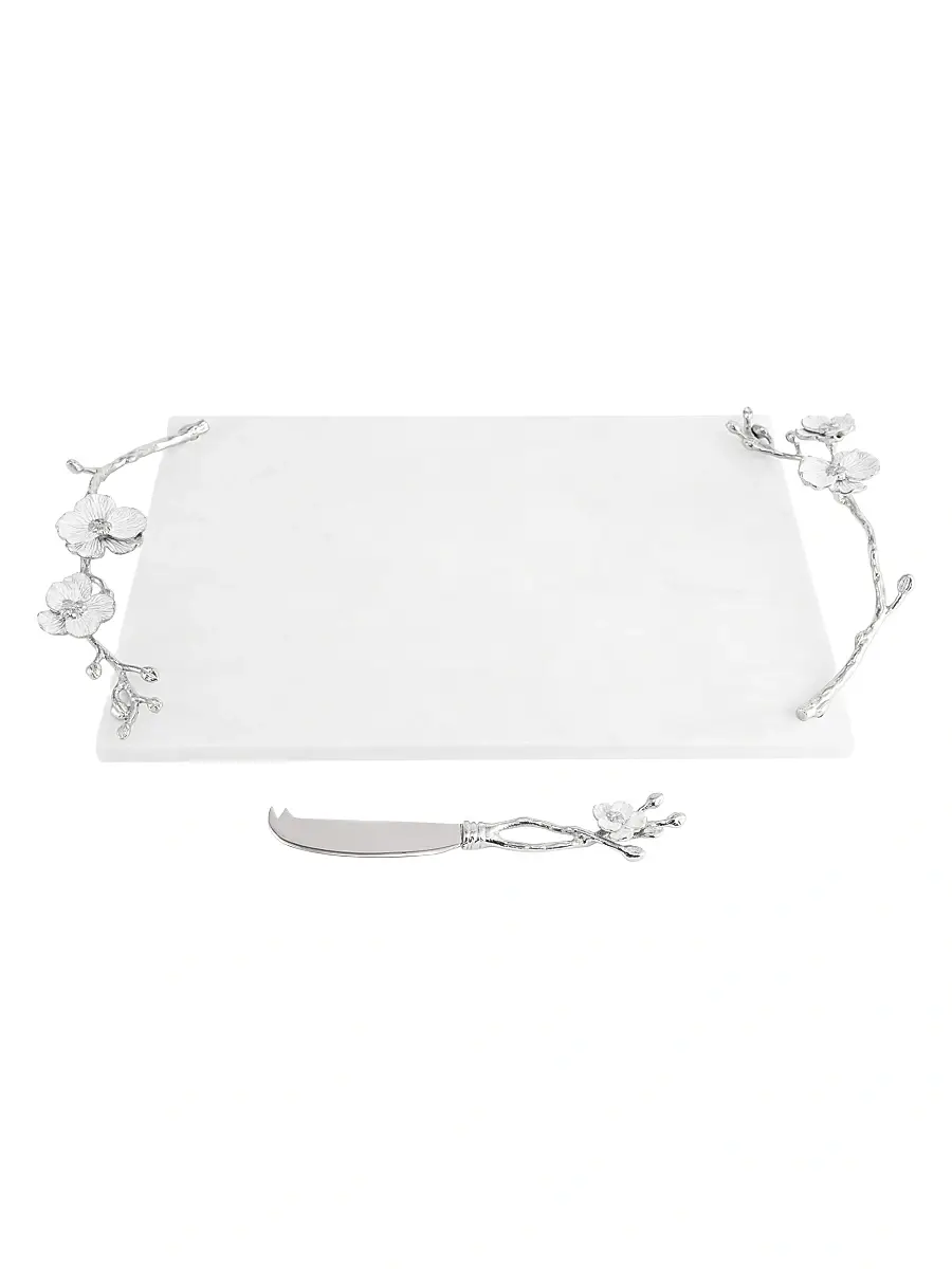 Michael Aram Silver Orchid Cheeseboard & Knife | Thumbnail 2 Michael Aram Silver Orchid Cheeseboard & Knife | Thumbnail 2