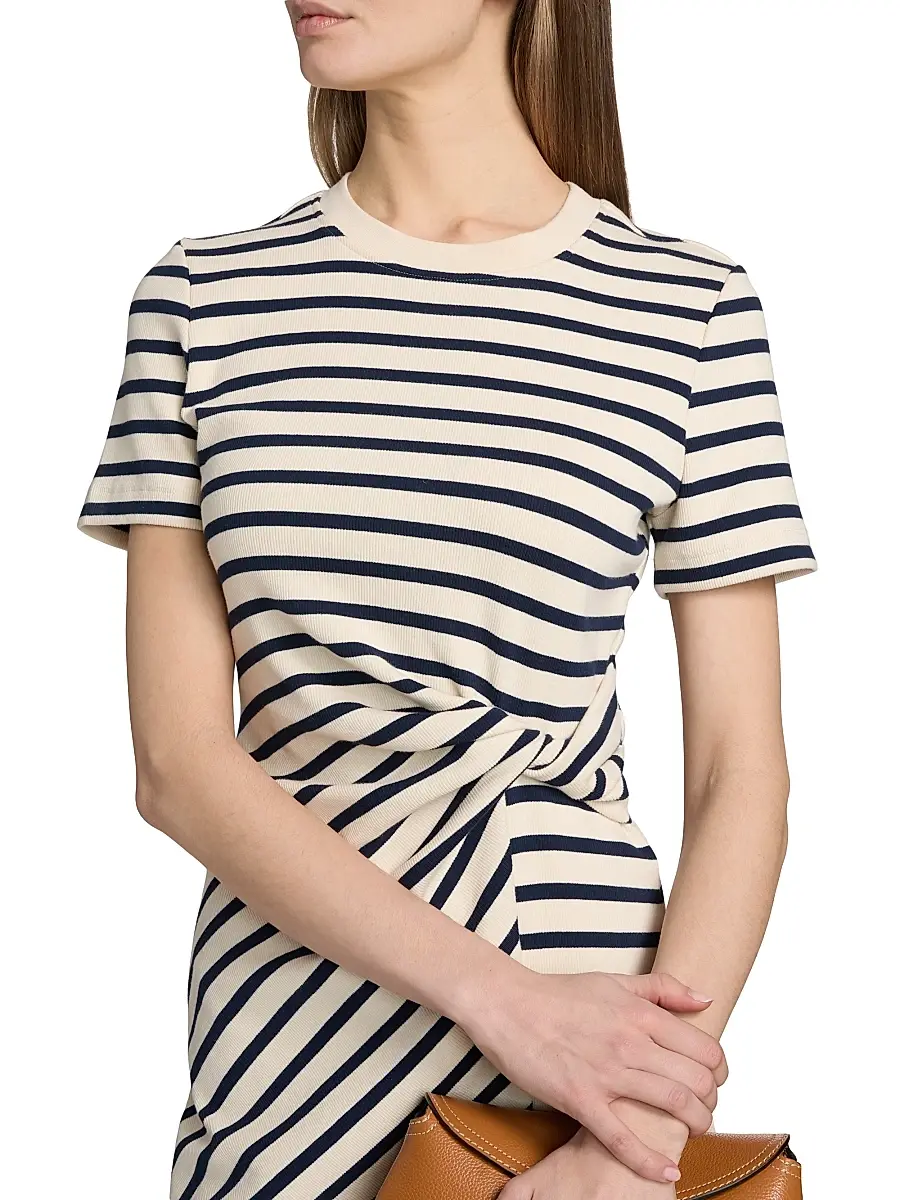 TANYA TAYLOR Women's Cody Striped Twist-Front Cotton-Blend Minidress | Thumbnail 6 TANYA TAYLOR Women's Cody Striped Twist-Front Cotton-Blend Minidress | Thumbnail 6