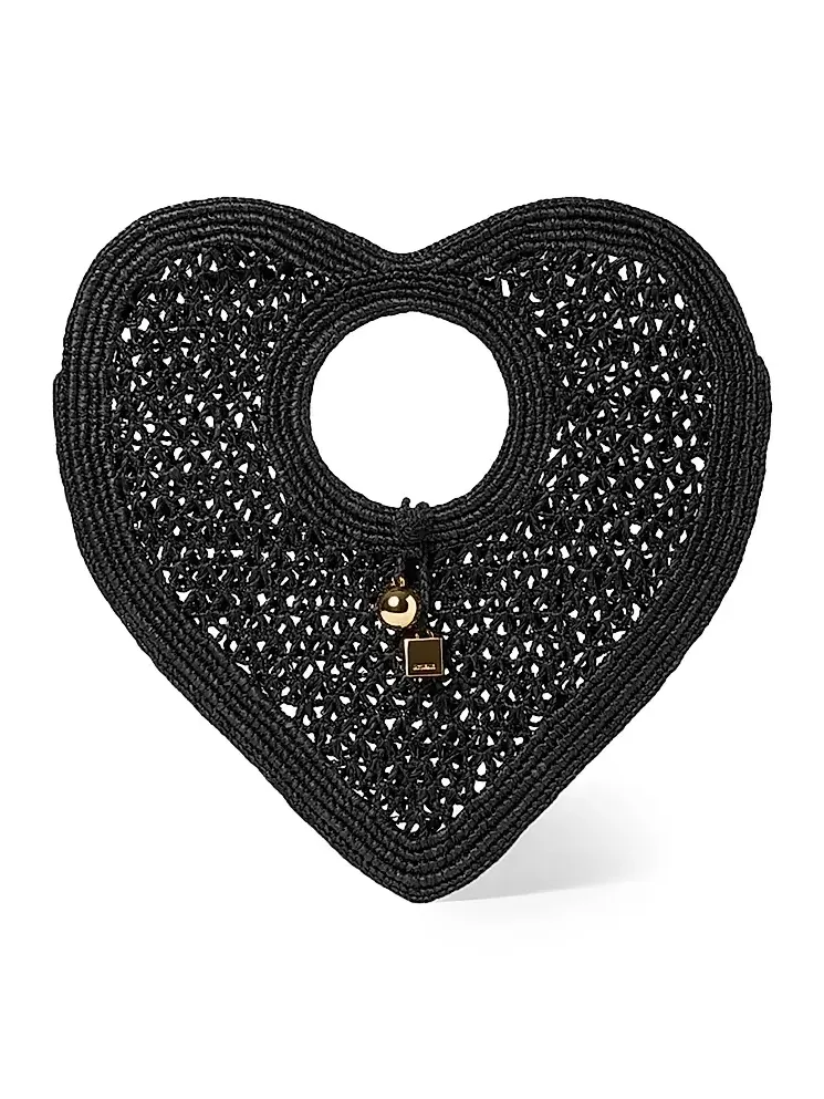 Jacquemus Women's Le Spiaggia Coeur Raffia Clutch