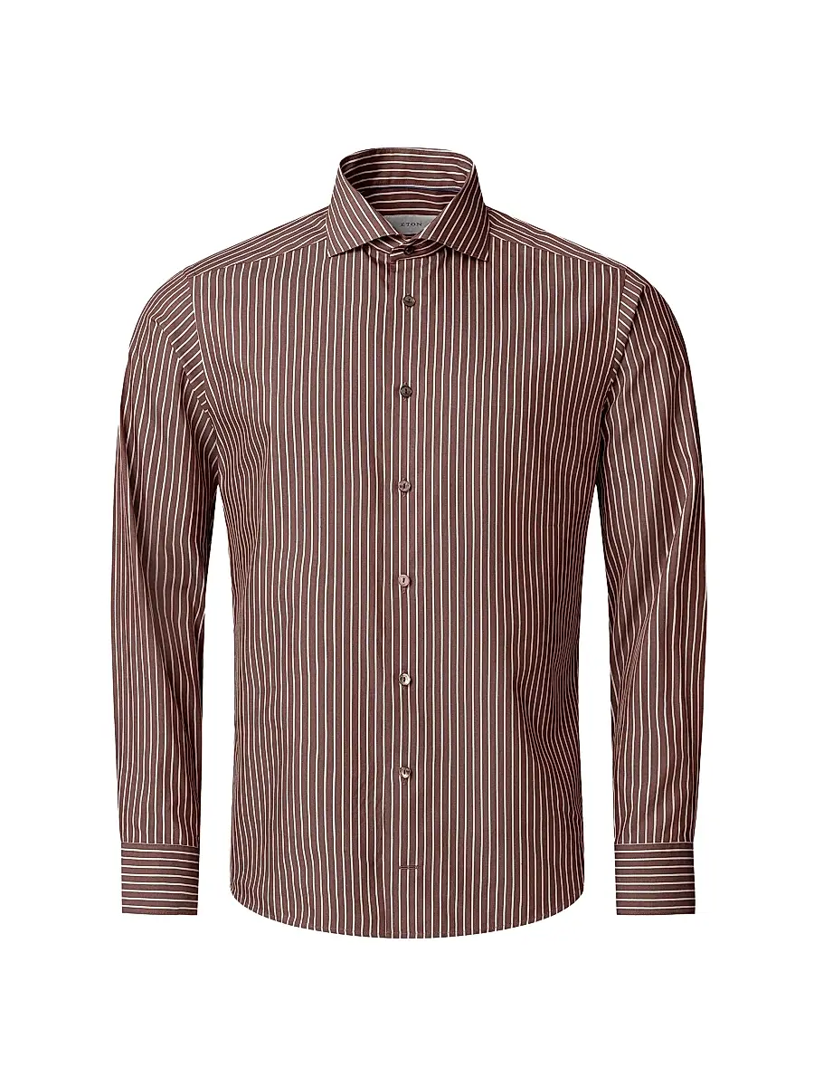 Eton Men's Contemporary-Fit Striped Cotton-Silk Shirt | Thumbnail 2 Eton Men's Contemporary-Fit Striped Cotton-Silk Shirt | Thumbnail 2