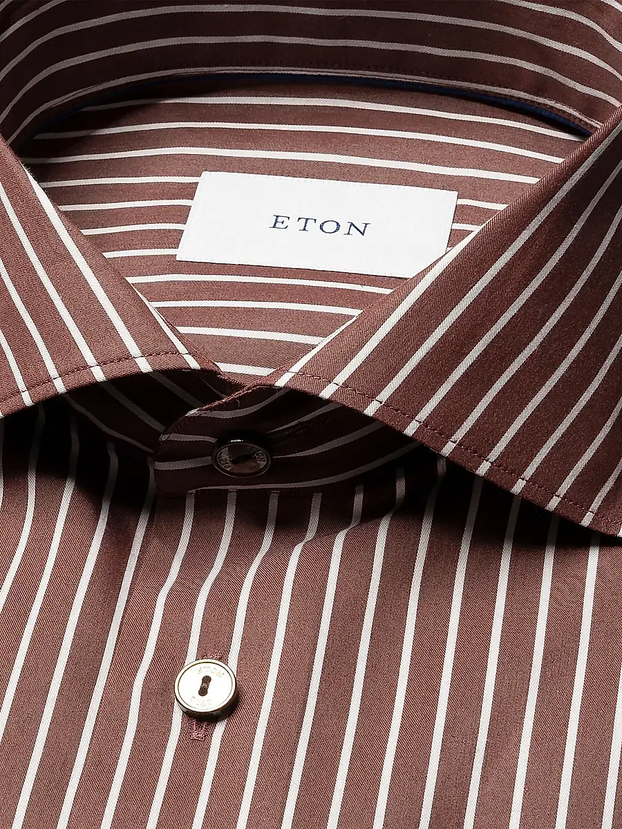 Eton Men's Contemporary-Fit Striped Cotton-Silk Shirt | Thumbnail 3 Eton Men's Contemporary-Fit Striped Cotton-Silk Shirt | Thumbnail 3