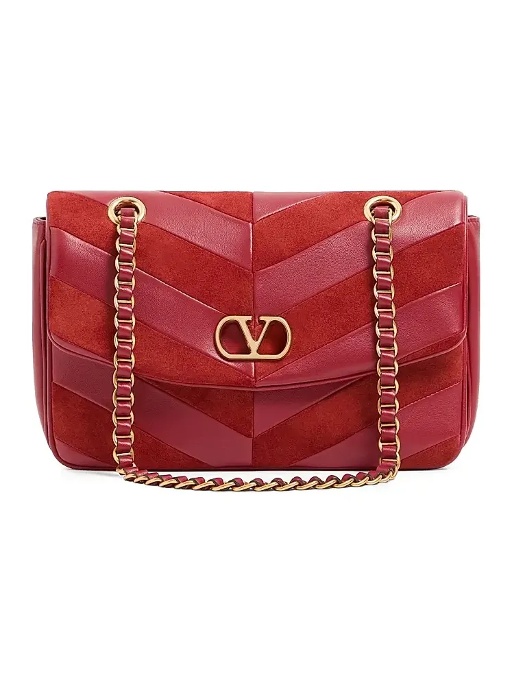 Women's Djuna Shoulder Bag in Suede and Nappa - Red Women's Djuna Shoulder Bag in Suede and Nappa - Red