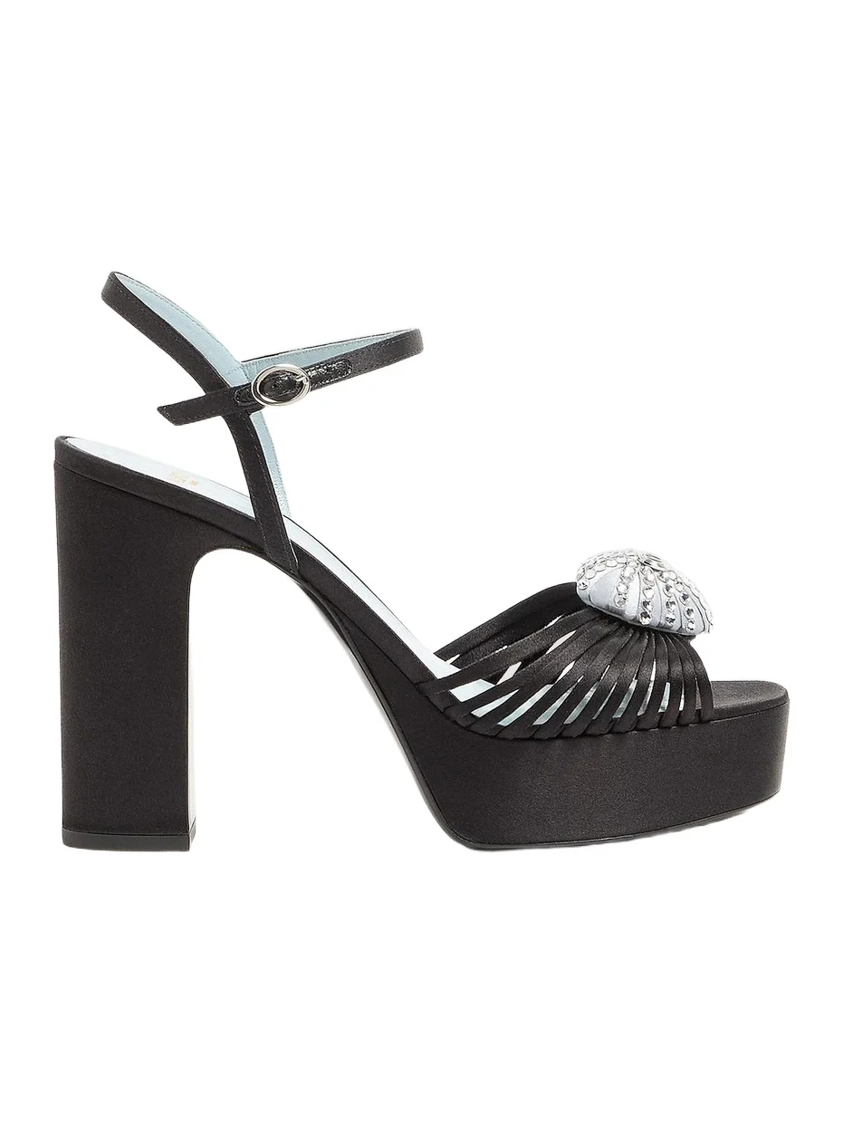 Women's Coeur Royal 115MM Platform Sandals in Satin - Black Crystal Women's Coeur Royal 115MM Platform Sandals in Satin - Black Crystal