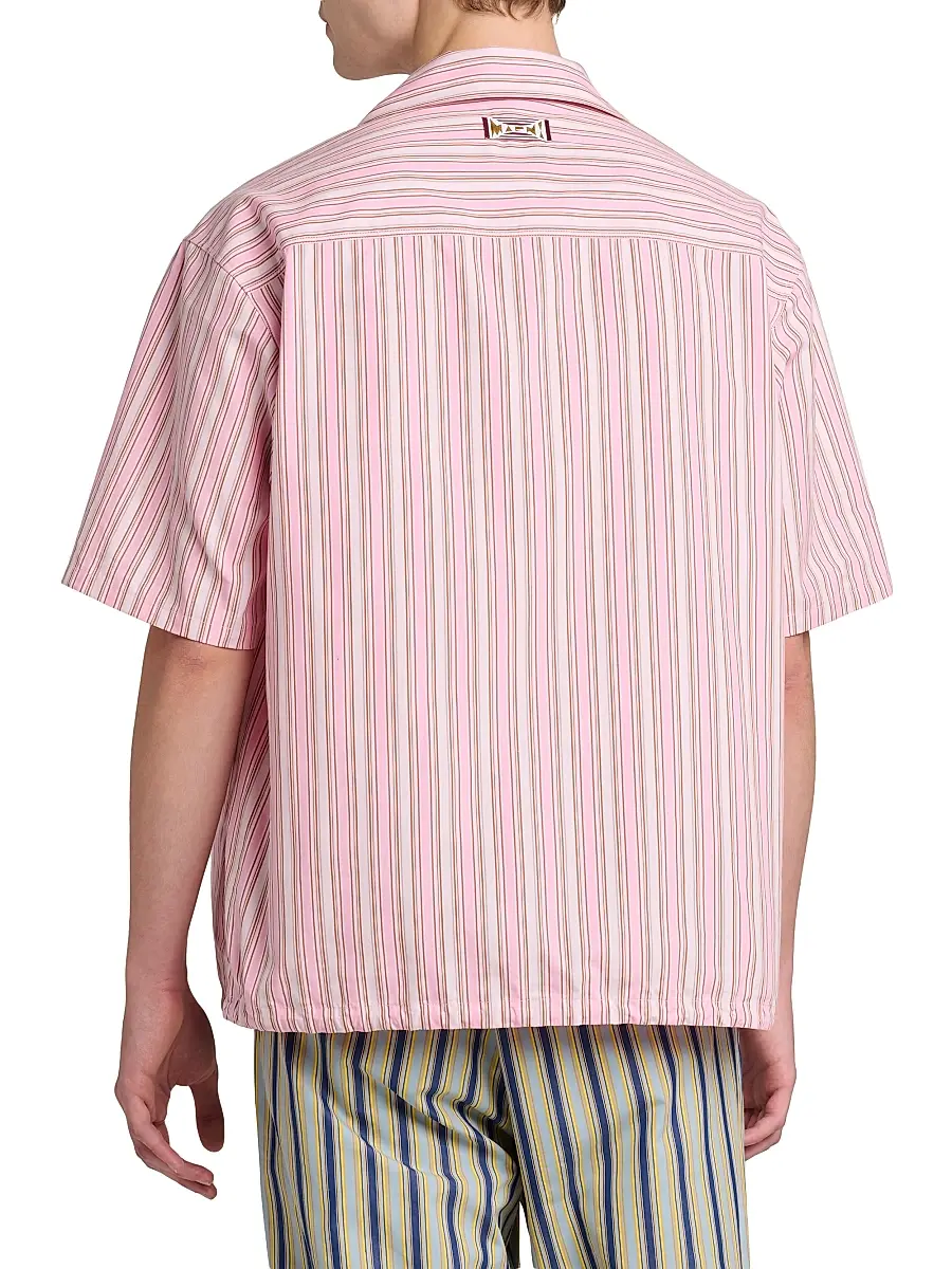 Marni Men's Striped Cotton Poplin Oversized Button-Front Shirt - Rose | Thumbnail 5