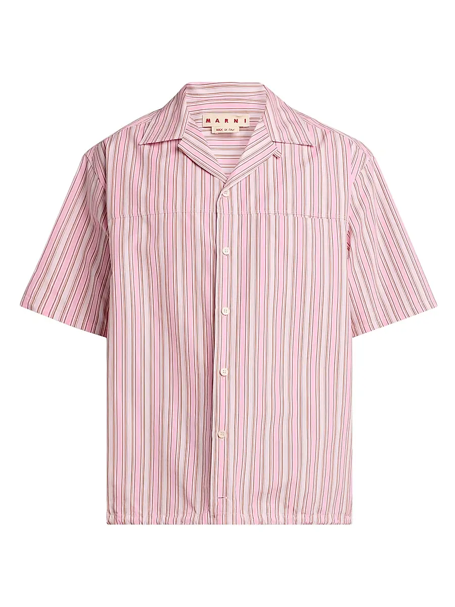 Marni Men's Striped Cotton Poplin Oversized Button-Front Shirt - Rose | Image 1 Marni Men's Striped Cotton Poplin Oversized Button-Front Shirt - Rose | Image 1