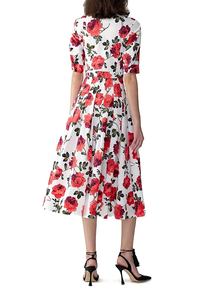 Carolina Herrera Women's Rose-Print Stretch Cotton Shirtdress | Thumbnail 3 Carolina Herrera Women's Rose-Print Stretch Cotton Shirtdress | Thumbnail 3