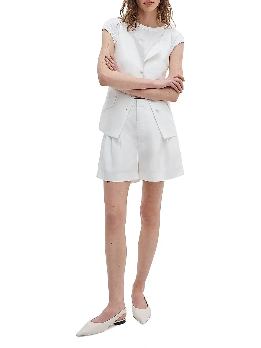 rag & bone Women's Chappell Linen-Blend Pleated Shorts | Thumbnail 2 rag & bone Women's Chappell Linen-Blend Pleated Shorts | Thumbnail 2