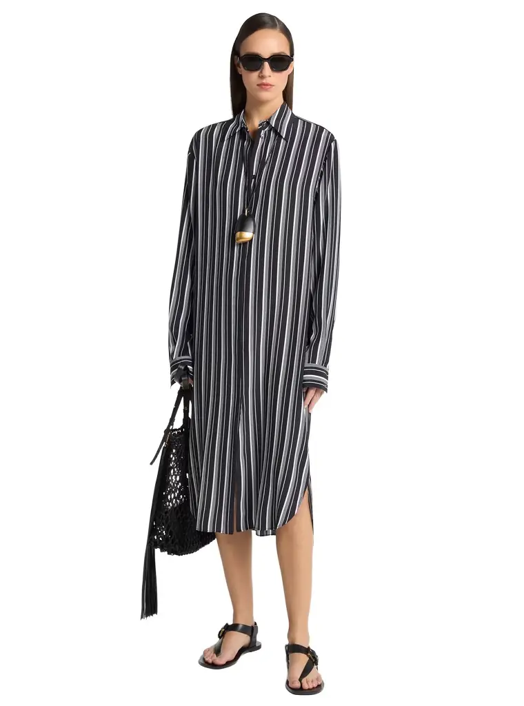Michael Kors Collection Striped Silk Crepe De Chine Shirtdress | Image 1 Michael Kors Collection Striped Silk Crepe De Chine Shirtdress | Image 1