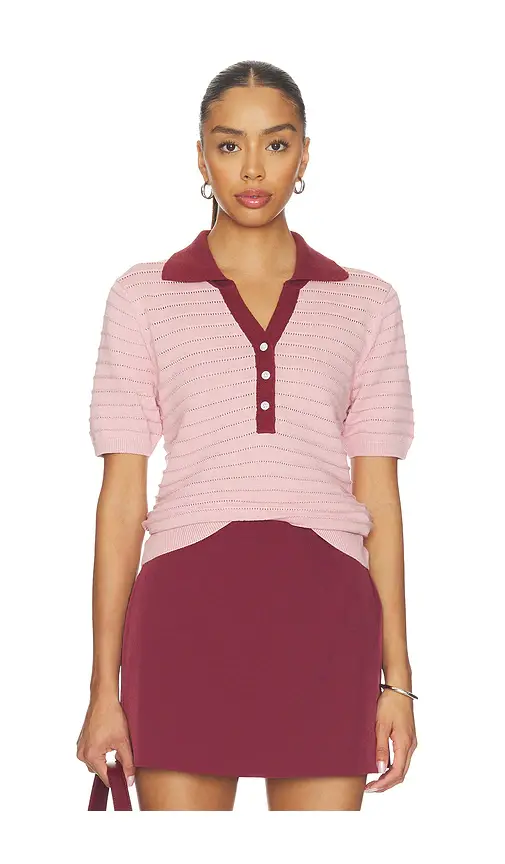 Varley Wren Knit Polo Top | Image 1 Varley Wren Knit Polo Top | Image 1