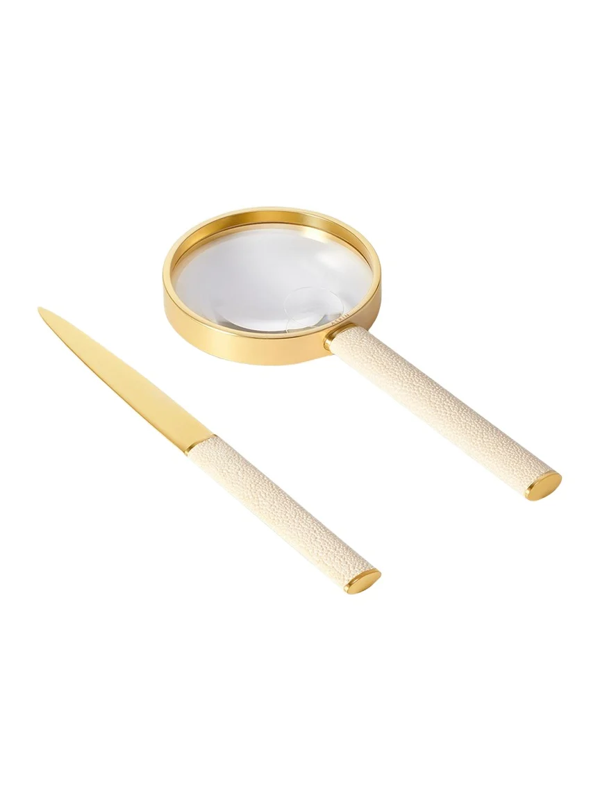 AERIN Faux Shagreen Magnifying Glass and Letter Opener Set