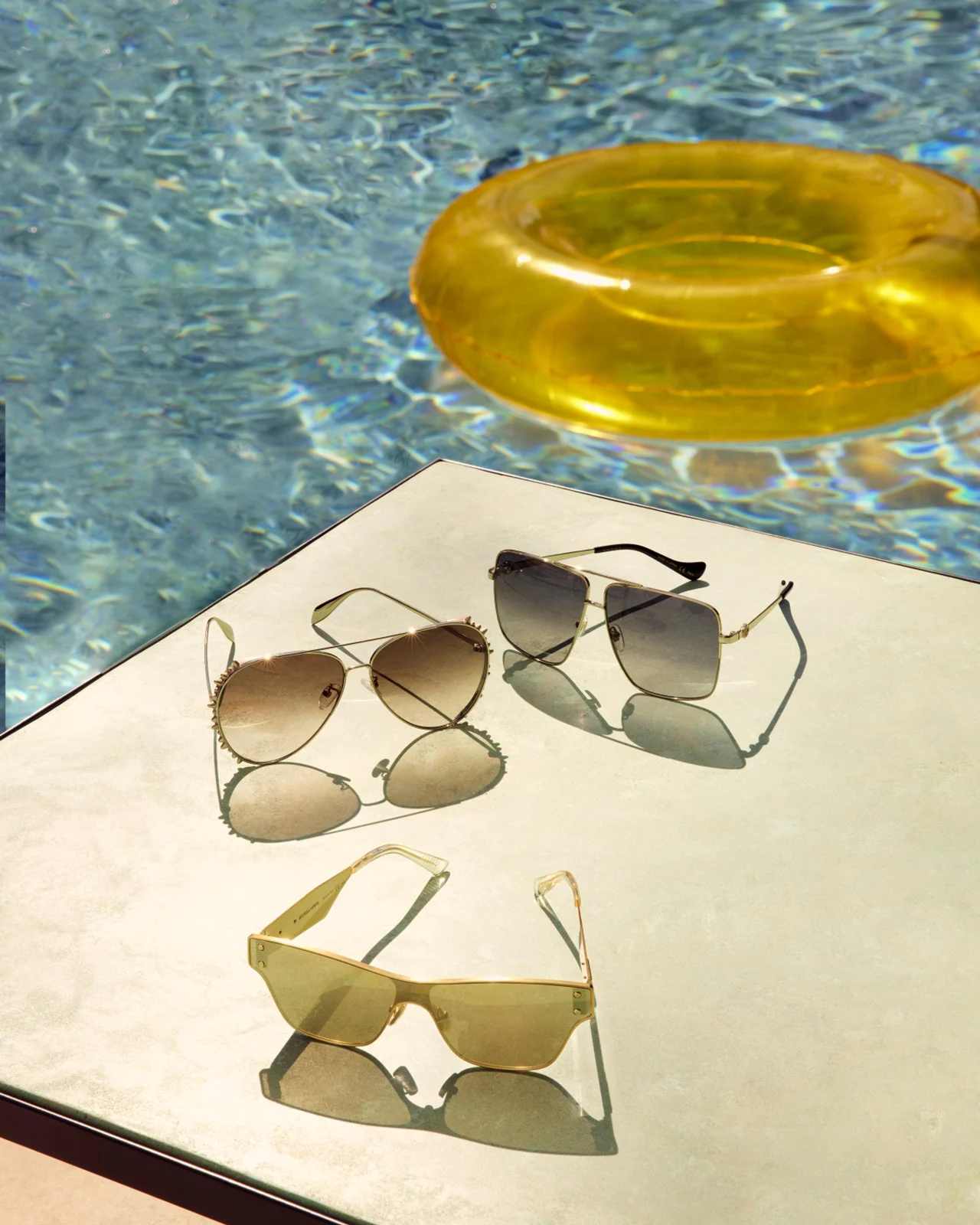 Rectangle Monochromatic Metal Sunglasses