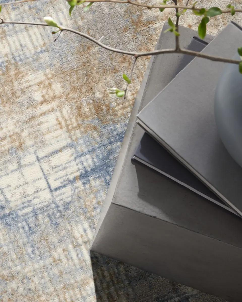 Calvin Klein Rush Blue/Beige Power-Loomed Rug | Thumbnail 4 Calvin Klein Rush Blue/Beige Power-Loomed Rug | Thumbnail 4