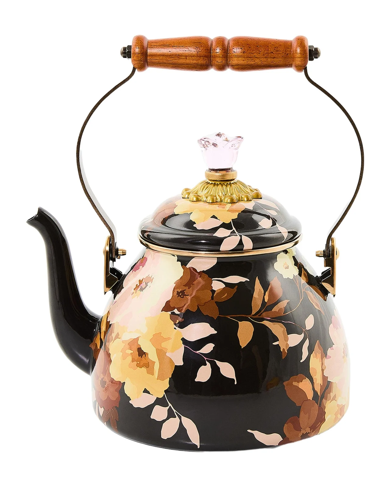 MacKenzie-Childs Wild Rose Mocha Tea Kettle, 2 Qt.