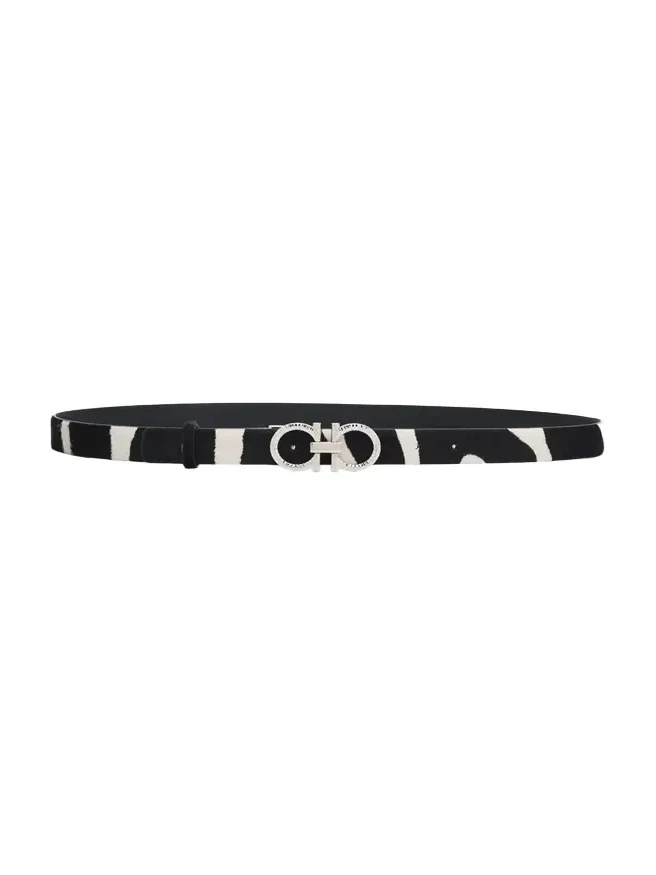 Donna Pony Hair Double Gancini Belt Donna Pony Hair Double Gancini Belt