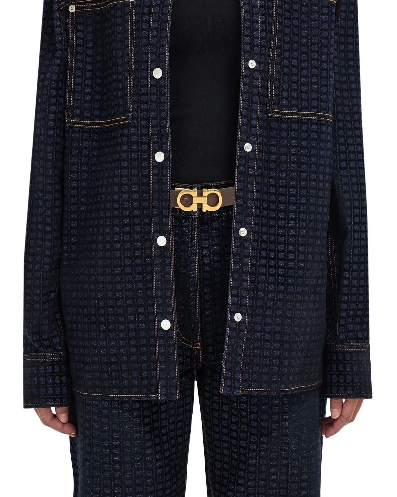 Donna Suede Double Gancini Belt Donna Suede Double Gancini Belt