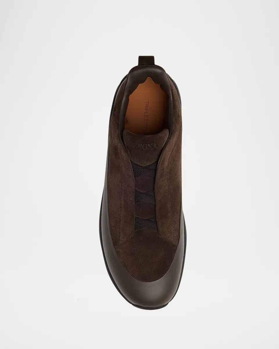 ZEGNA Men's Triple Stitch Monte Suede and Leather Slip-On Sneakers | Thumbnail 2 ZEGNA Men's Triple Stitch Monte Suede and Leather Slip-On Sneakers | Thumbnail 2