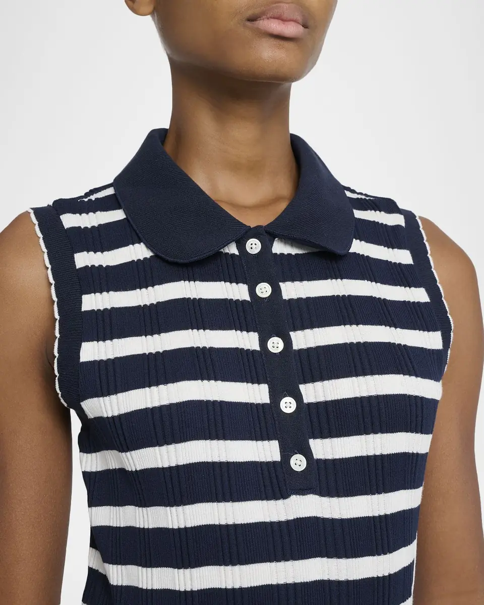 Thom Browne Striped Ladder Rib Sleeveless Polo Top | Thumbnail 5