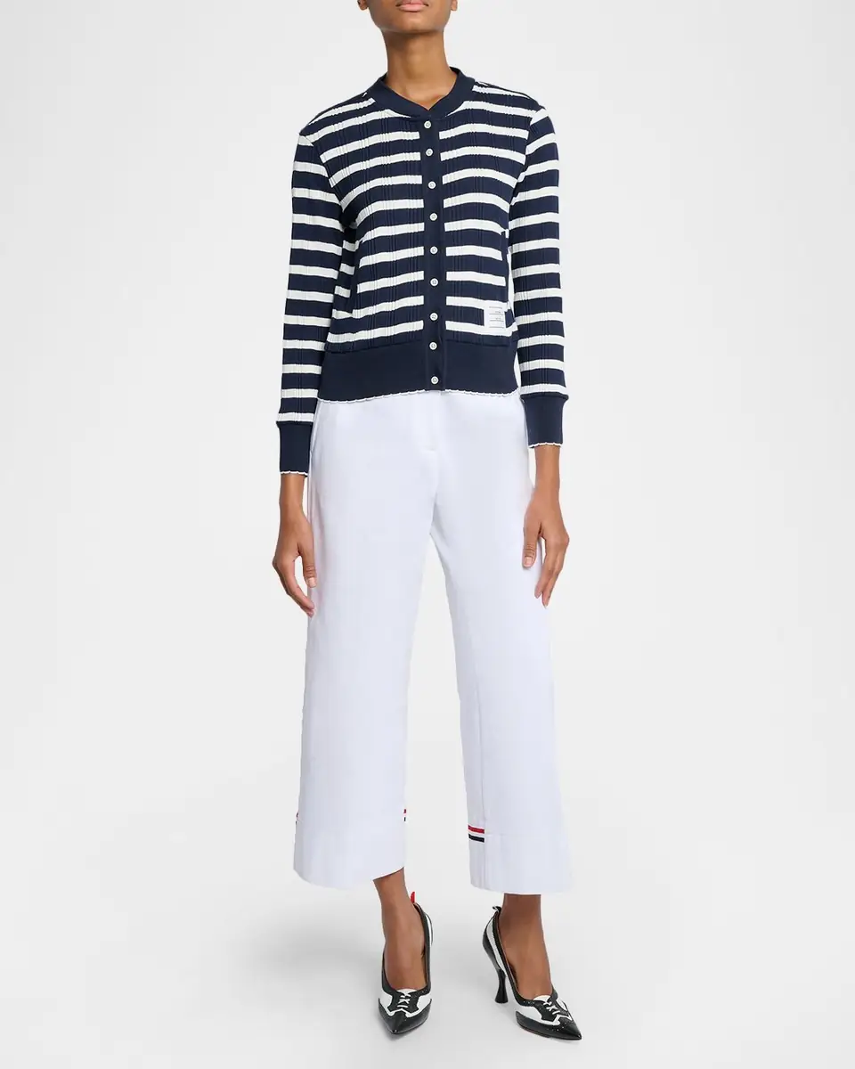 Thom Browne Striped Cotton Rib Crewneck Cardigan | Thumbnail 2