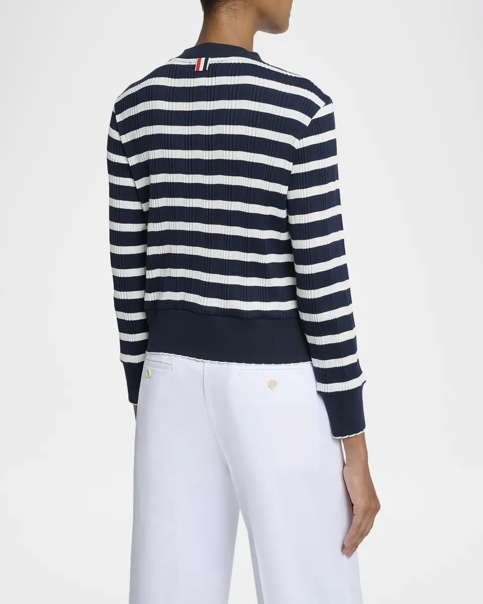 Thom Browne Striped Cotton Rib Crewneck Cardigan | Thumbnail 3