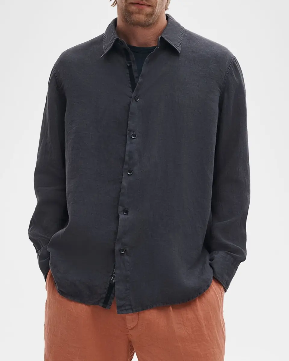 rag & bone Men's Finch Linen Button-Down Shirt | Thumbnail 4 rag & bone Men's Finch Linen Button-Down Shirt | Thumbnail 4