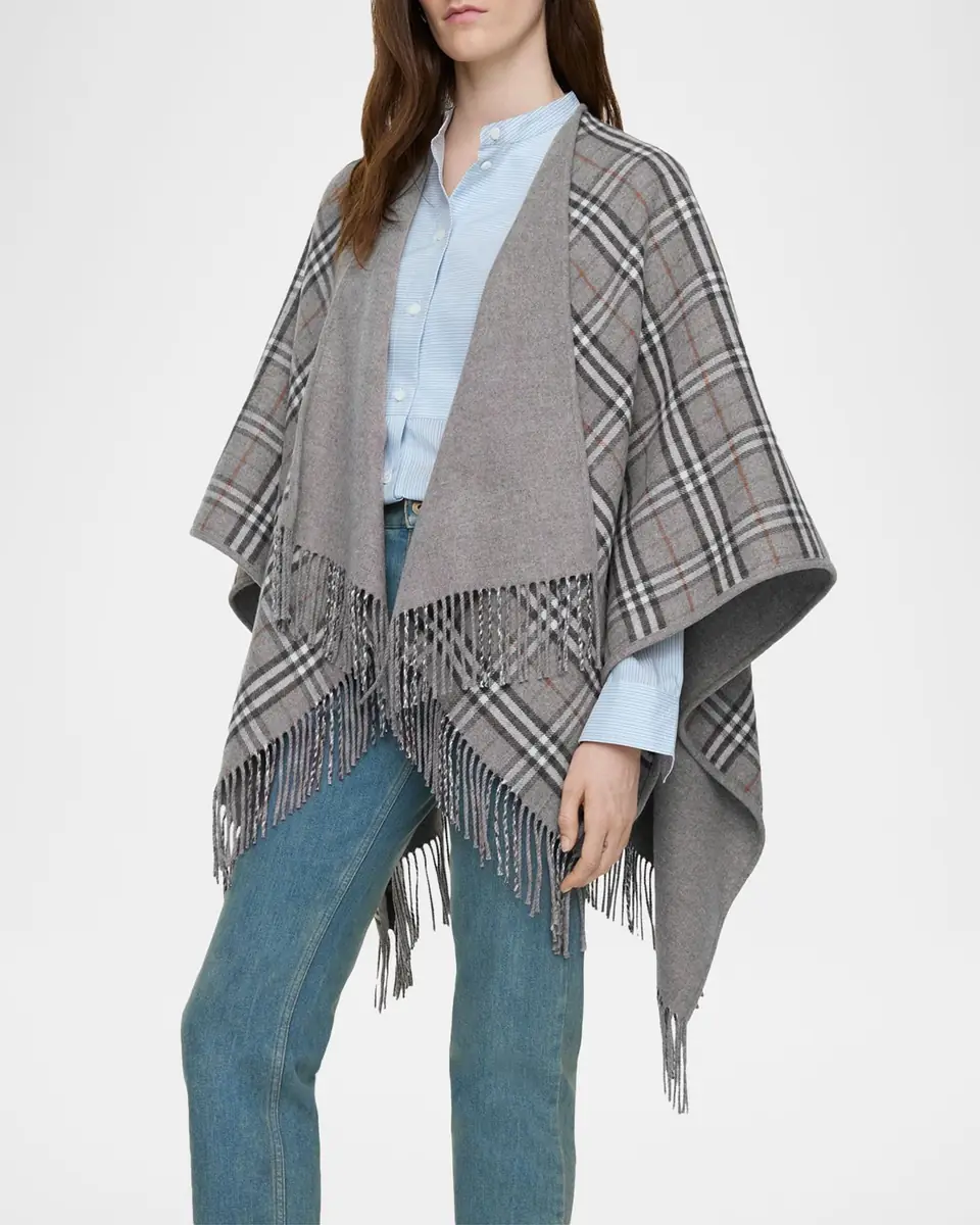 Burberry Reversible Check Wool Cape | Thumbnail 4 Burberry Reversible Check Wool Cape | Thumbnail 4