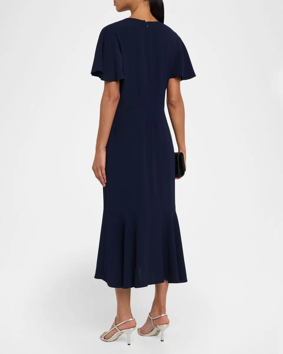 Shoshanna Lorrie Flounce Crepe Midi Dress | Thumbnail 2 Shoshanna Lorrie Flounce Crepe Midi Dress | Thumbnail 2