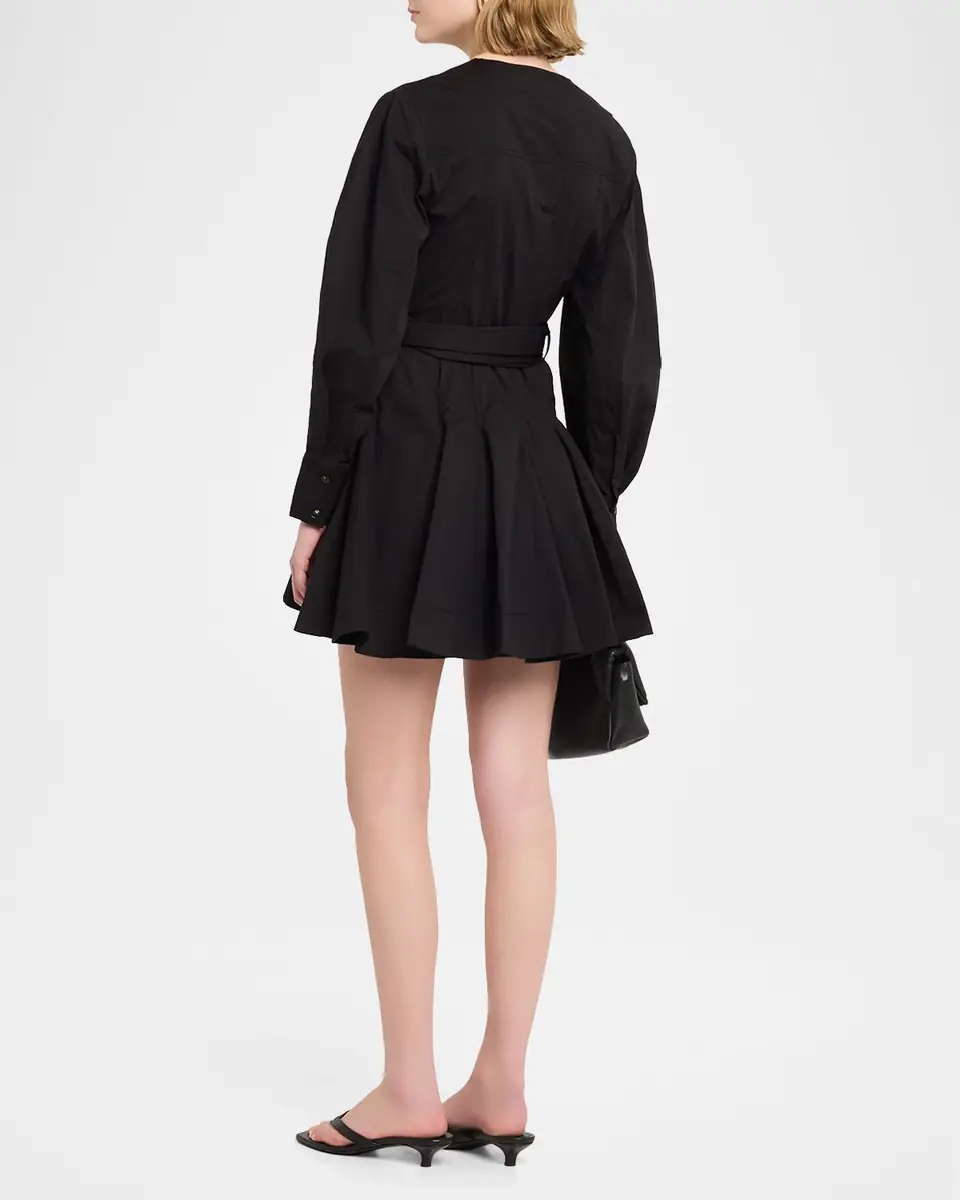 Ganni Belted Stretch Cotton Mini Dress | Thumbnail 3 Ganni Belted Stretch Cotton Mini Dress | Thumbnail 3