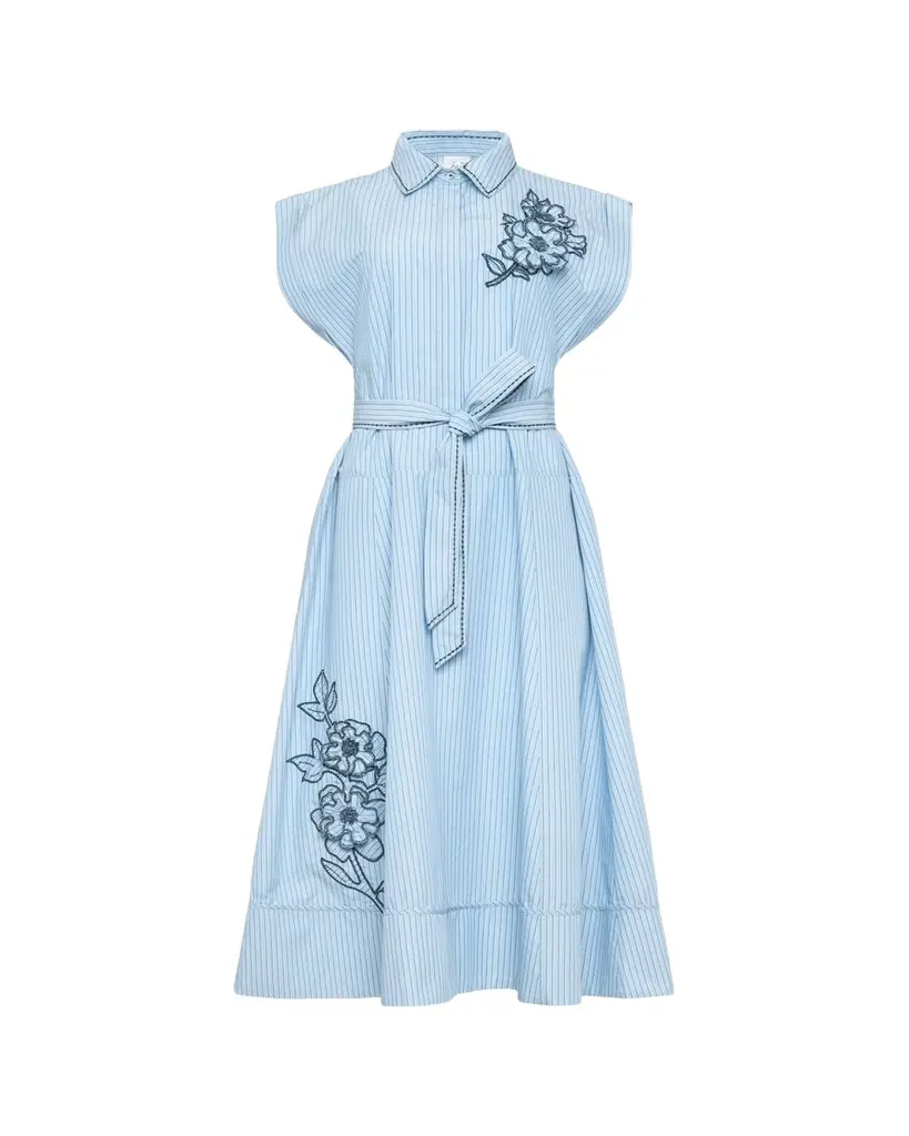 Cinq à Sept Callie Pinstripe Floral Midi Dress