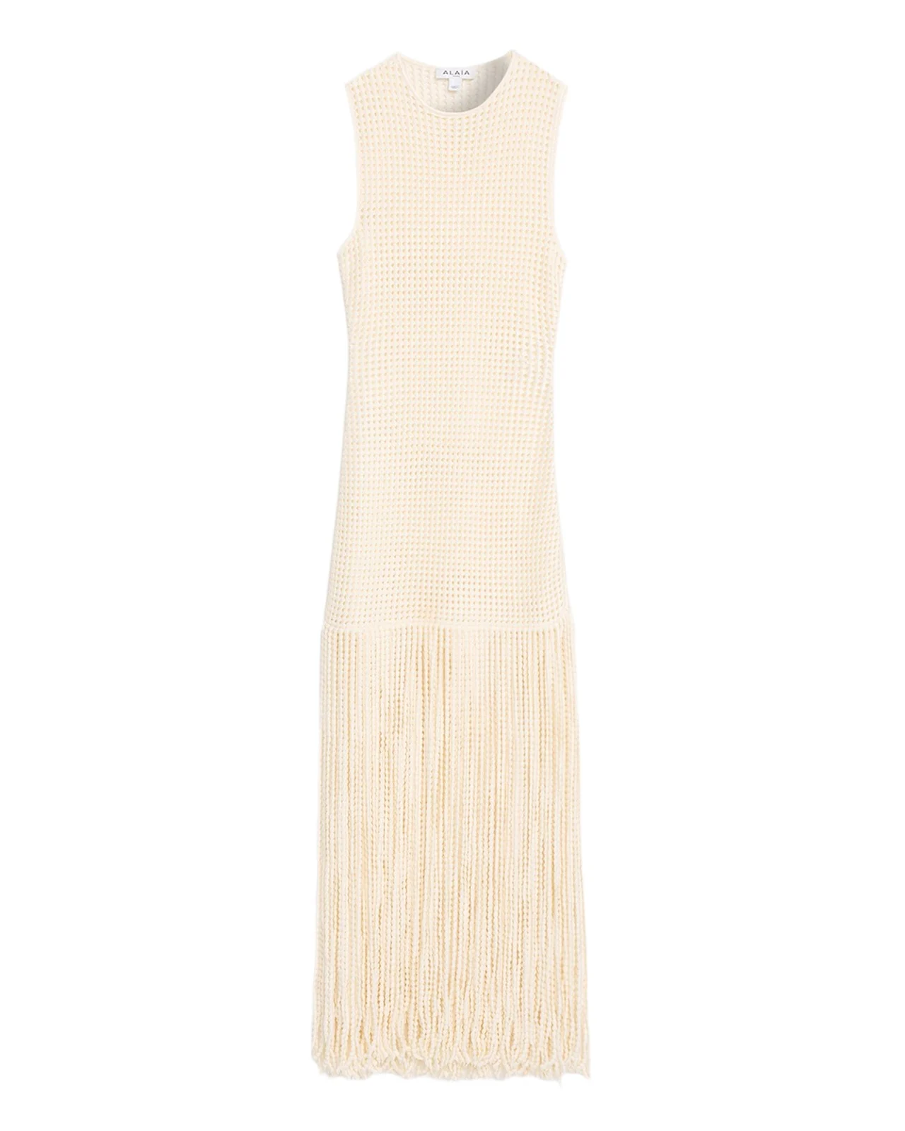 ALAÏA Fringed Open-Knit Maxi Dress