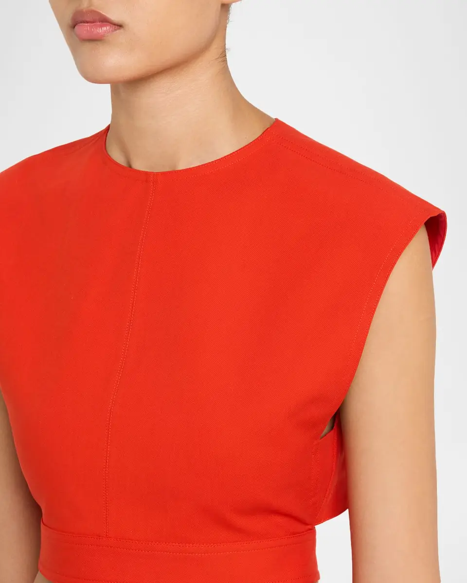 Alaïa Cap-Sleeve Belted Cotton Gabardine Crop Top | Thumbnail 4 Alaïa Cap-Sleeve Belted Cotton Gabardine Crop Top | Thumbnail 4