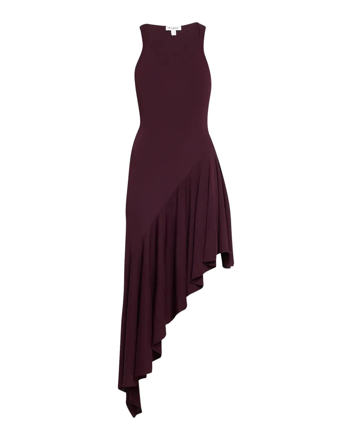 Asymmetric Ruffle Jersey Sleeveless Midi Dress