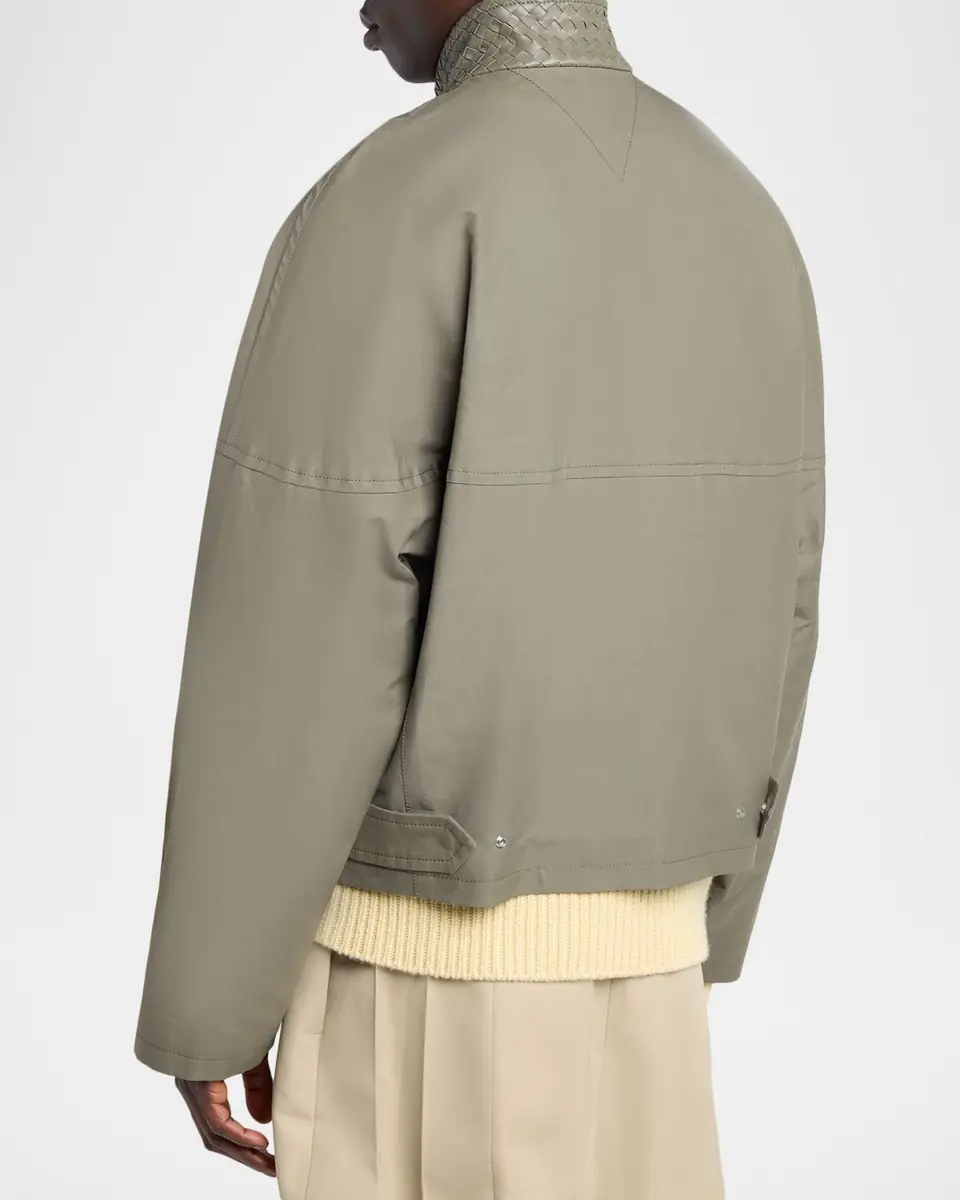 Bottega Veneta Men's Intrecciato-Collar Cotton Field Jacket | Thumbnail 3 Bottega Veneta Men's Intrecciato-Collar Cotton Field Jacket | Thumbnail 3