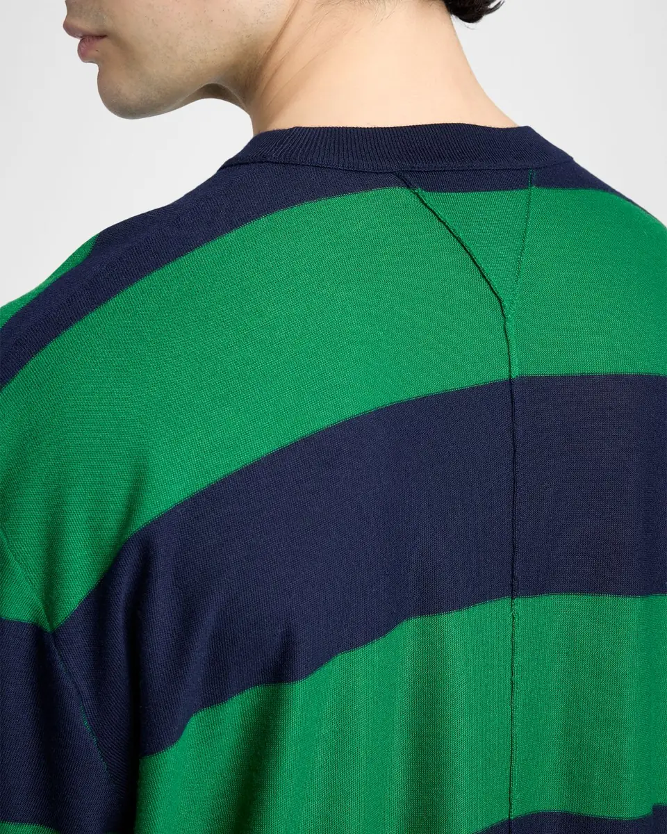 Bottega Veneta Men's Cashmere Wide-Stripe Oversized Crewneck T-Shirt | Thumbnail 5