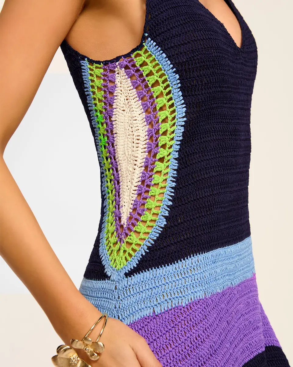 Ramy Brook Cadence Crochet Colorblock Midi-Dress | Thumbnail 3