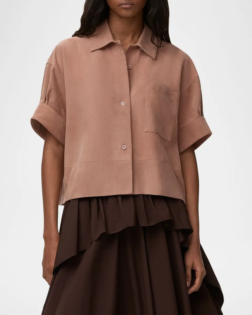Loewe x Paula's Ibiza Suede Short-Sleeve Button-Down Shirt | Thumbnail 4 Loewe x Paula's Ibiza Suede Short-Sleeve Button-Down Shirt | Thumbnail 4