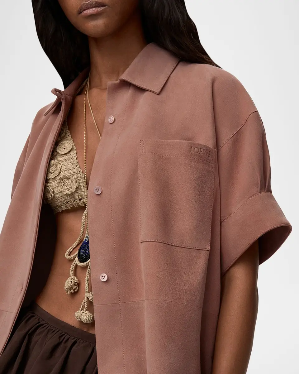 Loewe x Paula's Ibiza Suede Short-Sleeve Button-Down Shirt | Thumbnail 5 Loewe x Paula's Ibiza Suede Short-Sleeve Button-Down Shirt | Thumbnail 5
