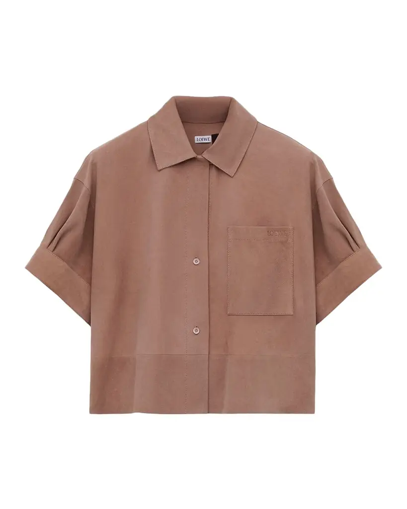 Loewe x Paula 's Ibiza Suede Short-Sleeve Button-Down Shirt | Image 1 Loewe x Paula 's Ibiza Suede Short-Sleeve Button-Down Shirt | Image 1