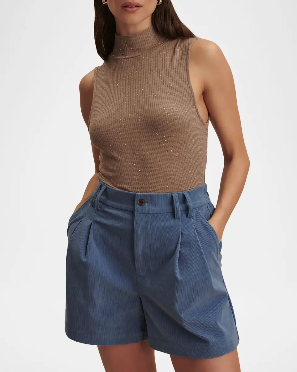 Varley Jorden Pleated Corduroy High-Rise Shorts | Thumbnail 4