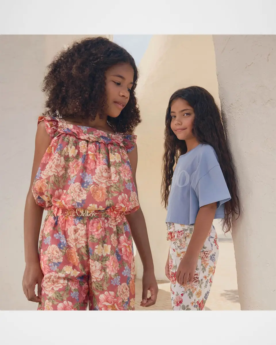 Chloé Girl's Logo Short-Sleeve Crop T-Shirt, Size 4-14 | Thumbnail 4 Chloé Girl's Logo Short-Sleeve Crop T-Shirt, Size 4-14 | Thumbnail 4