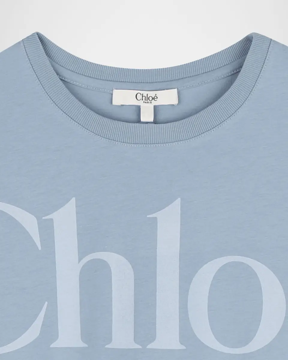 Chloé Girl's Logo Short-Sleeve Crop T-Shirt, Size 4-14 | Thumbnail 5 Chloé Girl's Logo Short-Sleeve Crop T-Shirt, Size 4-14 | Thumbnail 5