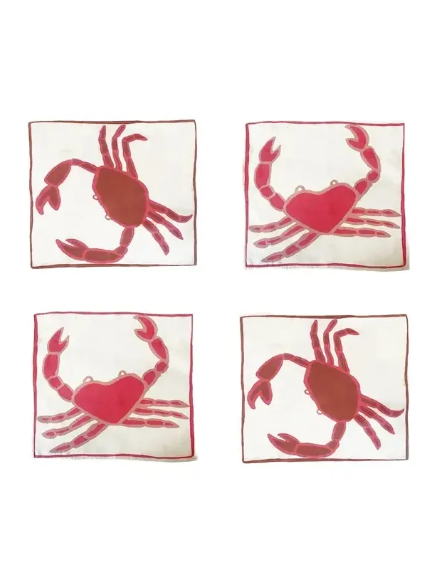 Amuse La Bouche Crab Linen Napkins, Set of 4