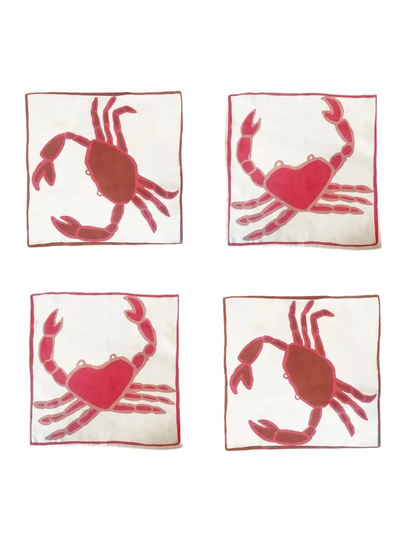 Amuse La Bouche Crab Linen Napkins, Set of 4
