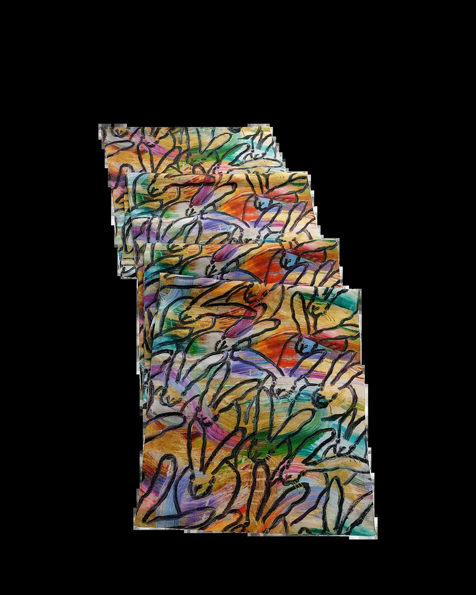 Hunt Slonem Wonderland Printed Linen Table Runner | Thumbnail 2