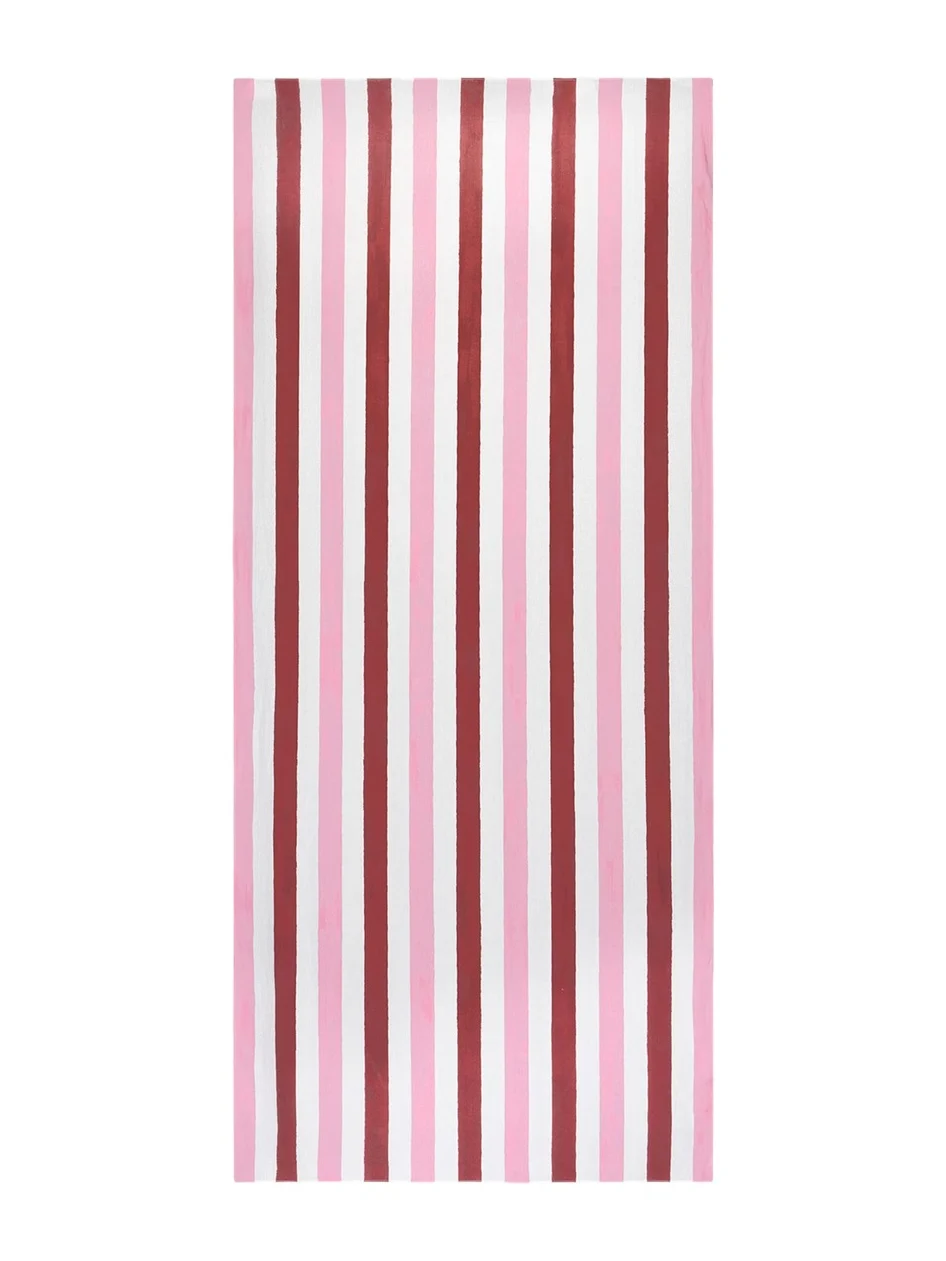 SUMMERILL & BISHOP Raspberry/Rose Pink Stripe Linen Tablecloth, 65" x 98"