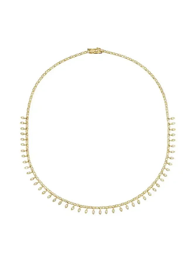 14K Yellow Gold Diamond Marquise Fringe Necklace