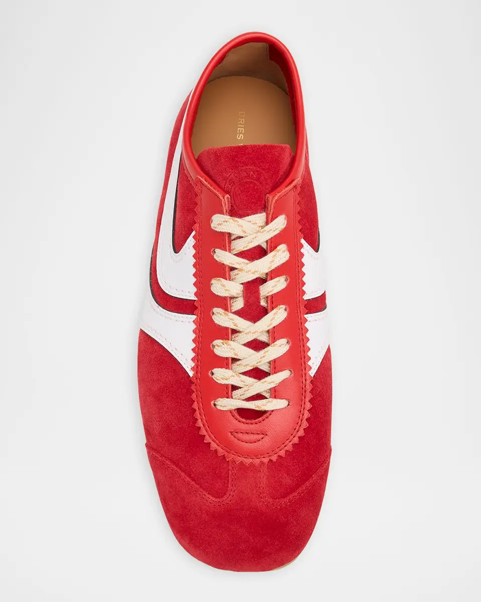 Dries Van Noten Men's Destin Mixed Leather Retro Sneakers | Thumbnail 4 Dries Van Noten Men's Destin Mixed Leather Retro Sneakers | Thumbnail 4