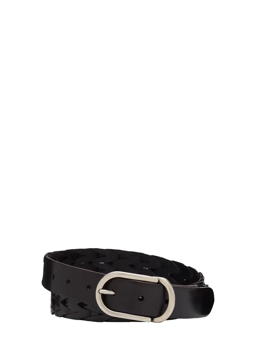 Brunello Cucinelli Men's Braided Smooth Calfskin Round-Buckle Belt | Thumbnail 3 Brunello Cucinelli Men's Braided Smooth Calfskin Round-Buckle Belt | Thumbnail 3