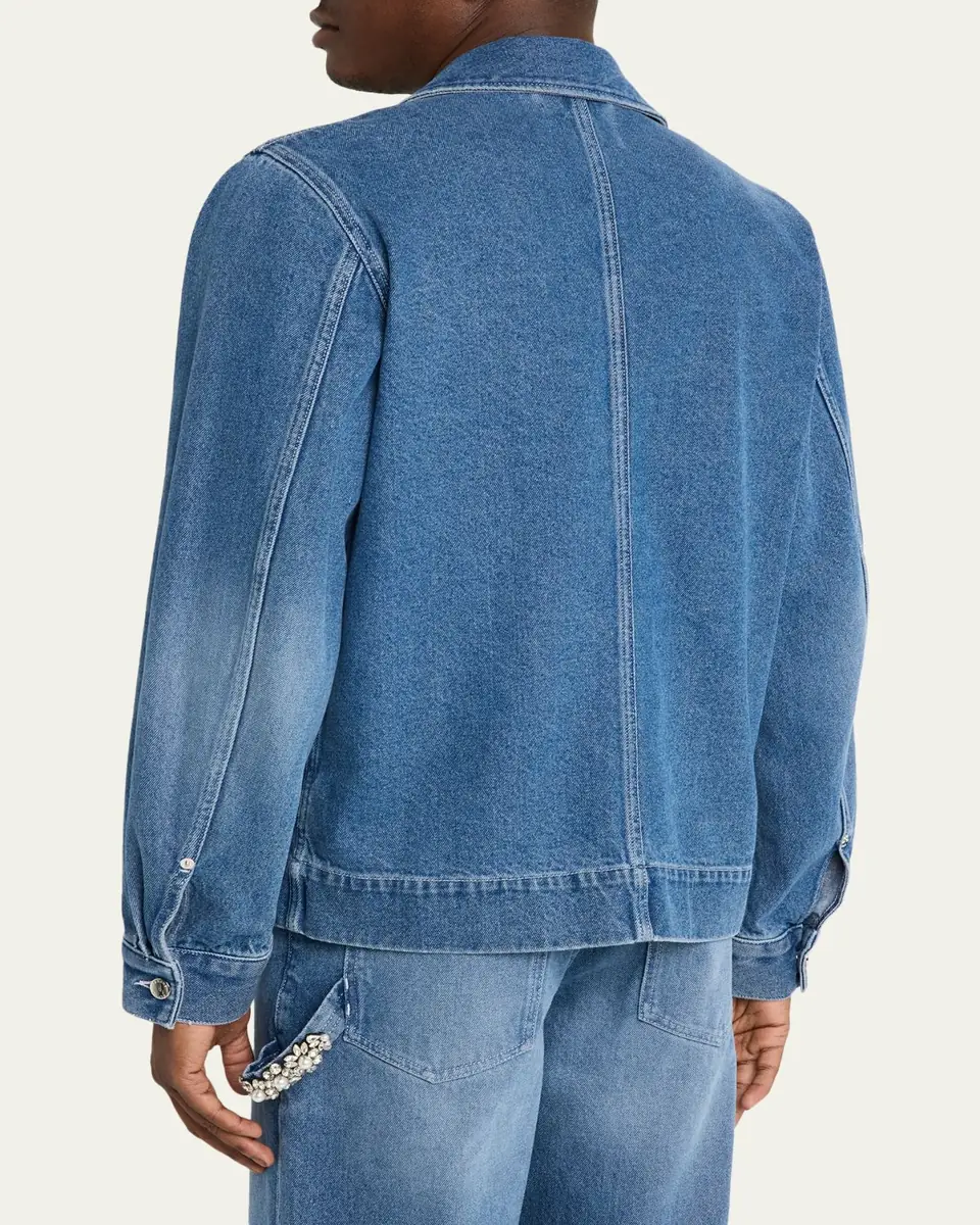 Simone Rocha Men's Embellished Washed Denim Jacket | Thumbnail 3