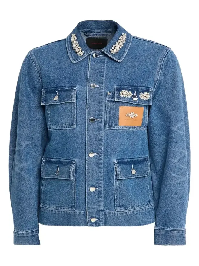Men's Embellished Washed Denim Jacket